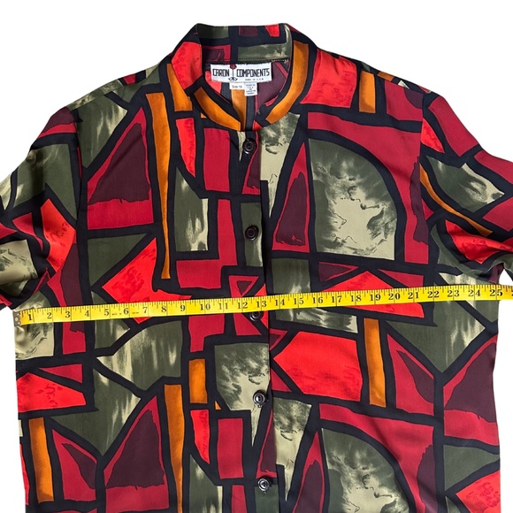Vintage Retro 80s Caron Components Geometric Print Blouse Sz 18 Made in USA - Picture 6 of 10